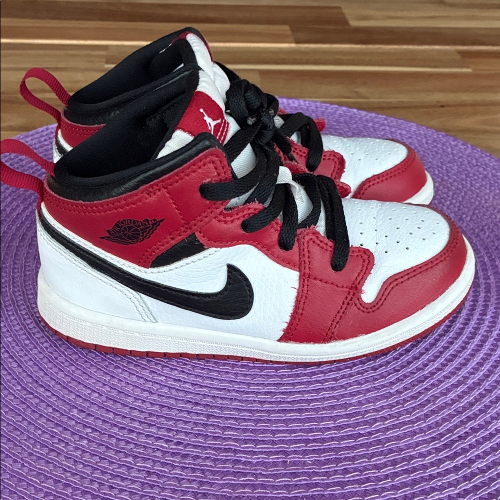 Nike Kids Red White and Black High-Top Sneakers